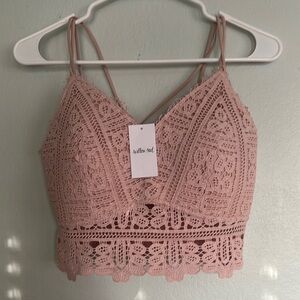 Pink Lace Cropped Top